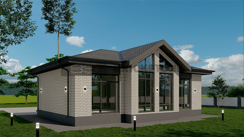 Проект одноэтажного дома 77 кв м - BRICKSTONE